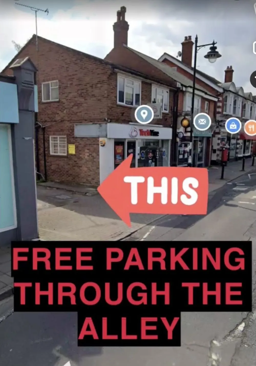 Free parking through the alley beside TechVise